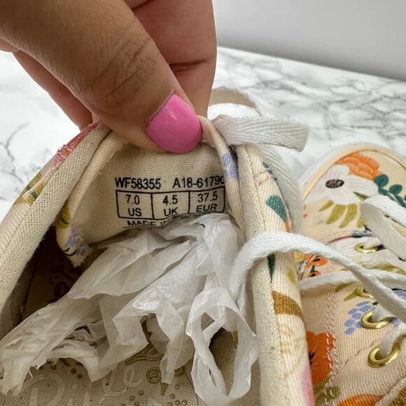 Keds x Rifle Paper Co Anchor Lively Peach Floral Lace Up Sneaker Womens 7 - Picture 6 of 8